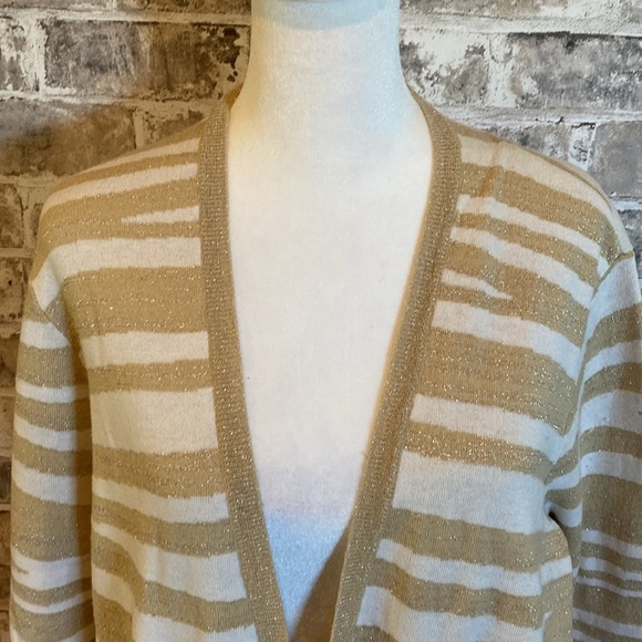 Chicos open front cardigan. Size L/12. Chicos size 2. Gold and white glittery. - Picture 4 of 15